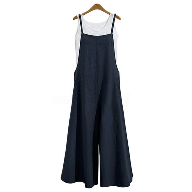 Women Summer Rompers Boho Spaghetti Strap Loose Wide Leg Jumpsuit Plus Size Women Summer Rompers Boho Spaghetti Strap Loose Wide Leg Jumpsuit Plus Size